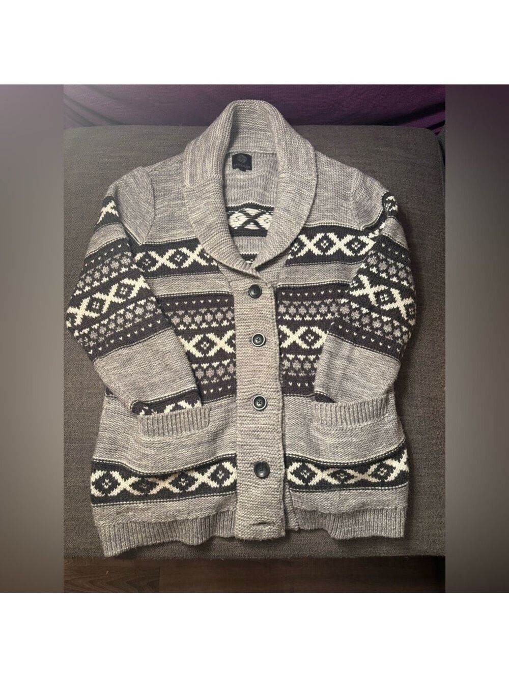 Vintage Sansara Nordic Fair Isle Cardigan Sweater XL Cozy Winter Cabin Unisex - Picture 17 of 17